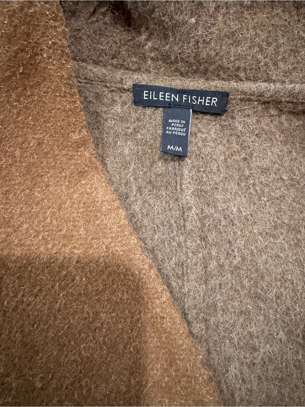 Eileen Fisher Brown Oversized Wool Pea Coat - Picture 4 of 6